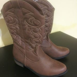 Cat & Jack Girls' Meadow Western Boot Brown 6